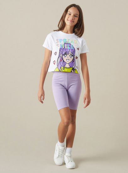 Graphic Print T-shirt with Short Sleeves-T-shirts-image-1