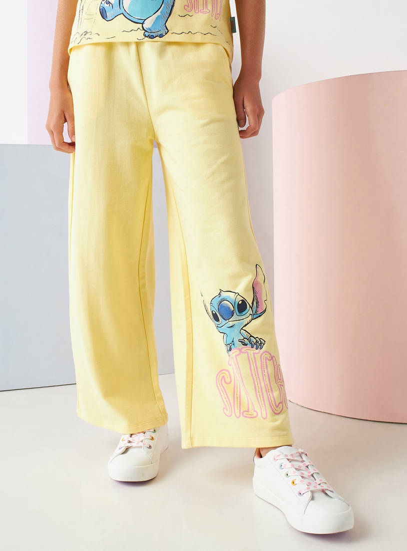 Lilo and Stitch Print Wide Leg Pants-Trousers-image-0