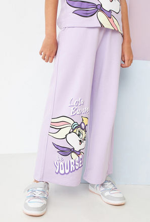 Looney Tunes Print Wide Leg Pants-mxkids-girlseighttosixteenyrs-clothing-bottoms-pants-1