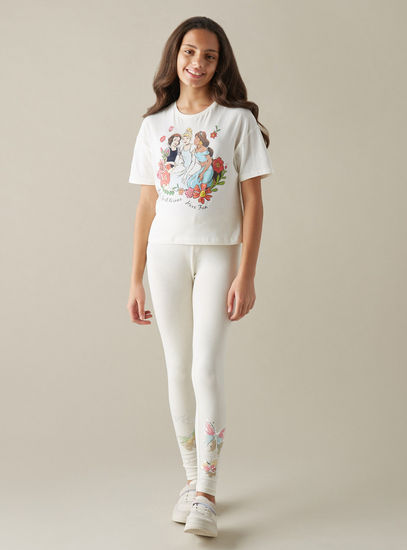 Disney Princesses Glitter Print Better Cotton T-shirt-Tops & T-shirts-image-1
