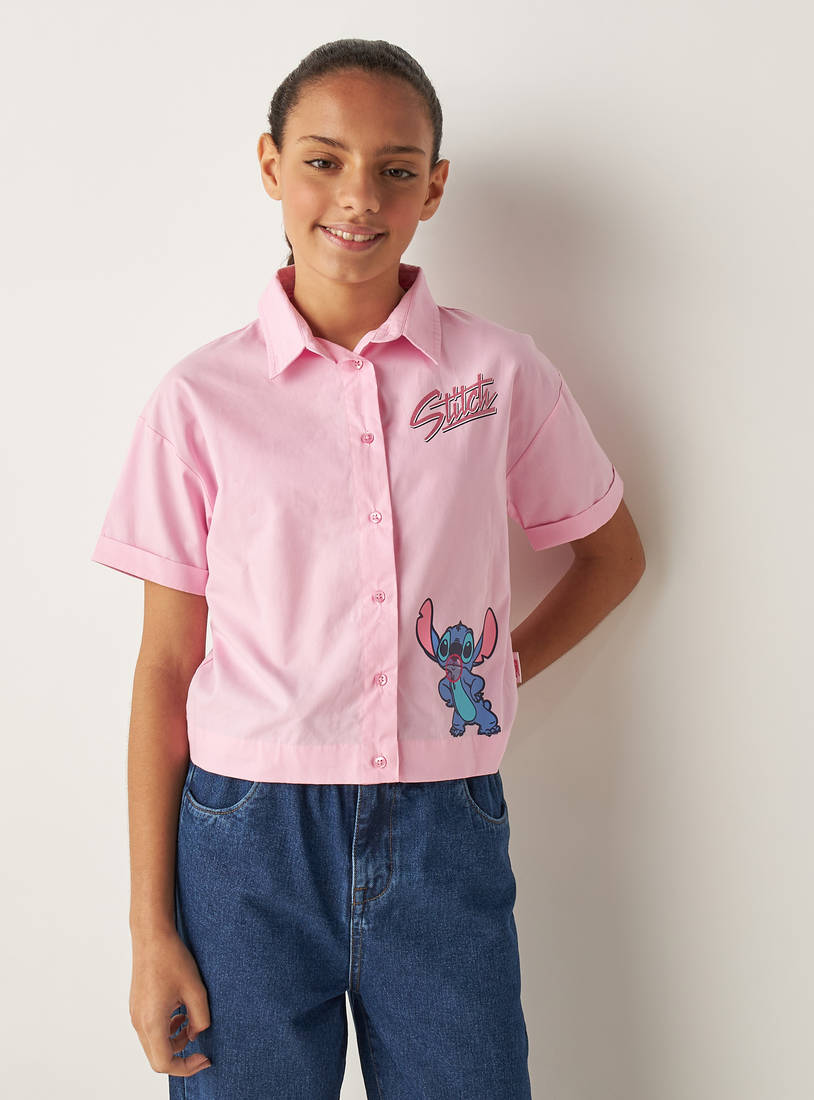 Stitch Glitter Print Shirt-Tops & T-shirts-image-0