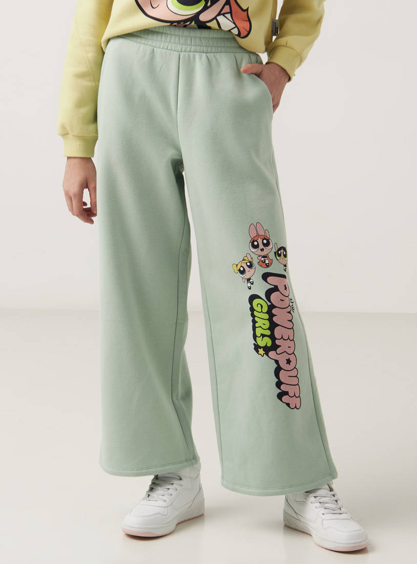 The Powerpuff Girls Print Better Cotton Pants with Elasticated Waistband-Trousers-image-0