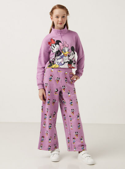 Mickey Mouse and Friends Print High Neck Top with Long Sleeves-Hoodies & Sweatshirts-image-1