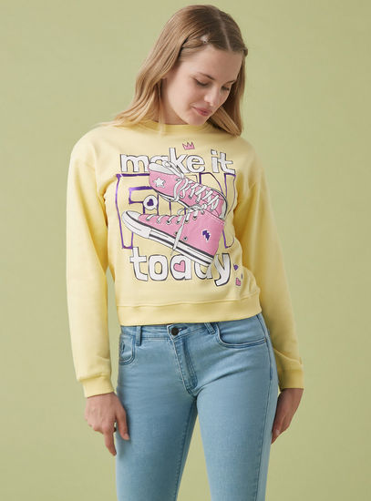 Graphic Print Better Cotton Sweatshirt with Round Neck-T-shirts-image-0