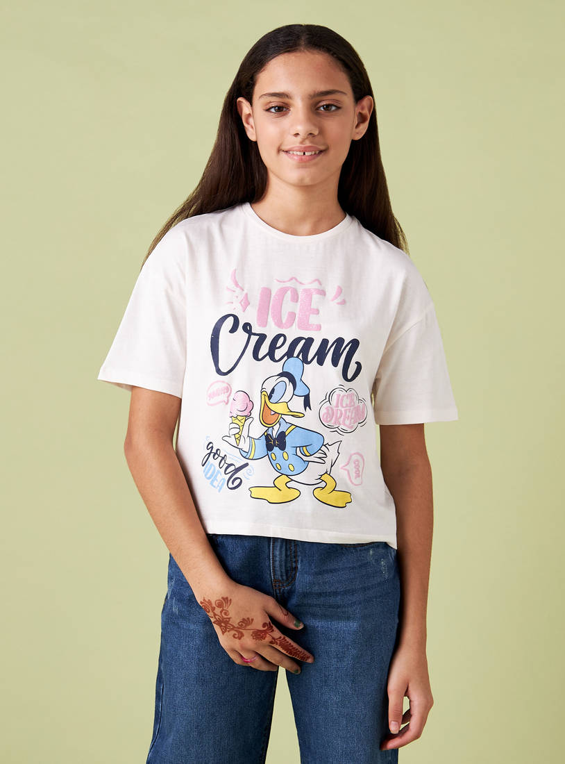 Donald Duck Print Better Cotton T-shirt with Short Sleeves and Round Neck-Tops & T-shirts-image-1