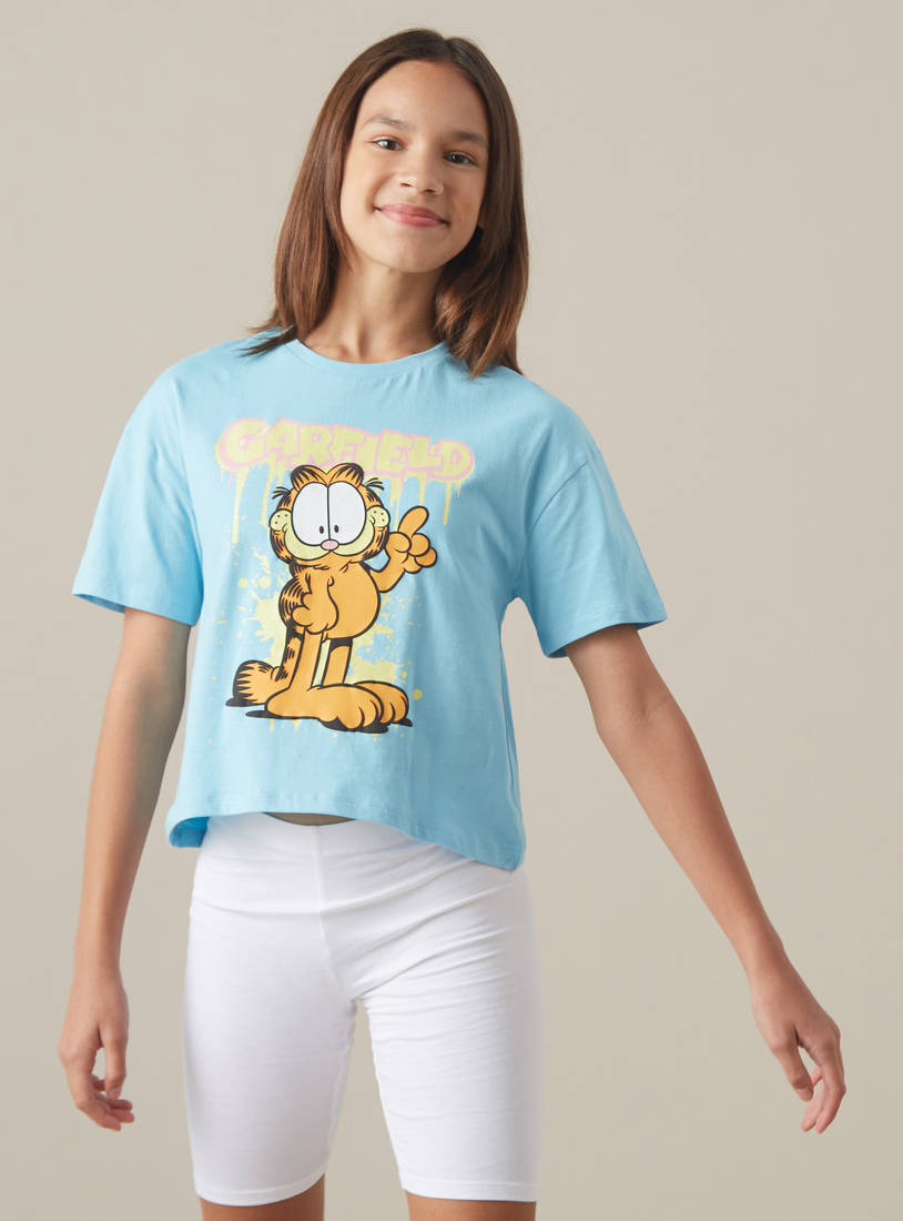 Garfield Print Oversized T-shirt-Tops & T-shirts-image-0