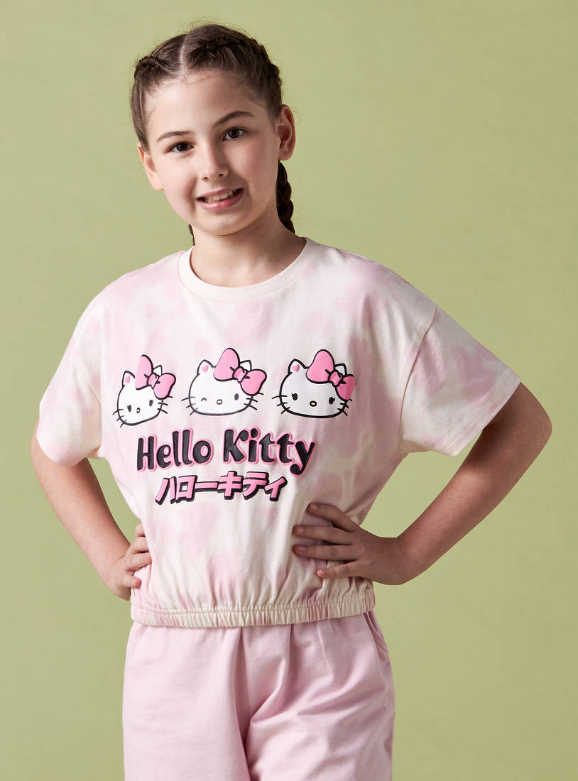 Hello Kitty Print Better Cotton Elasticated Hem T-shirt-T-shirts-image-0