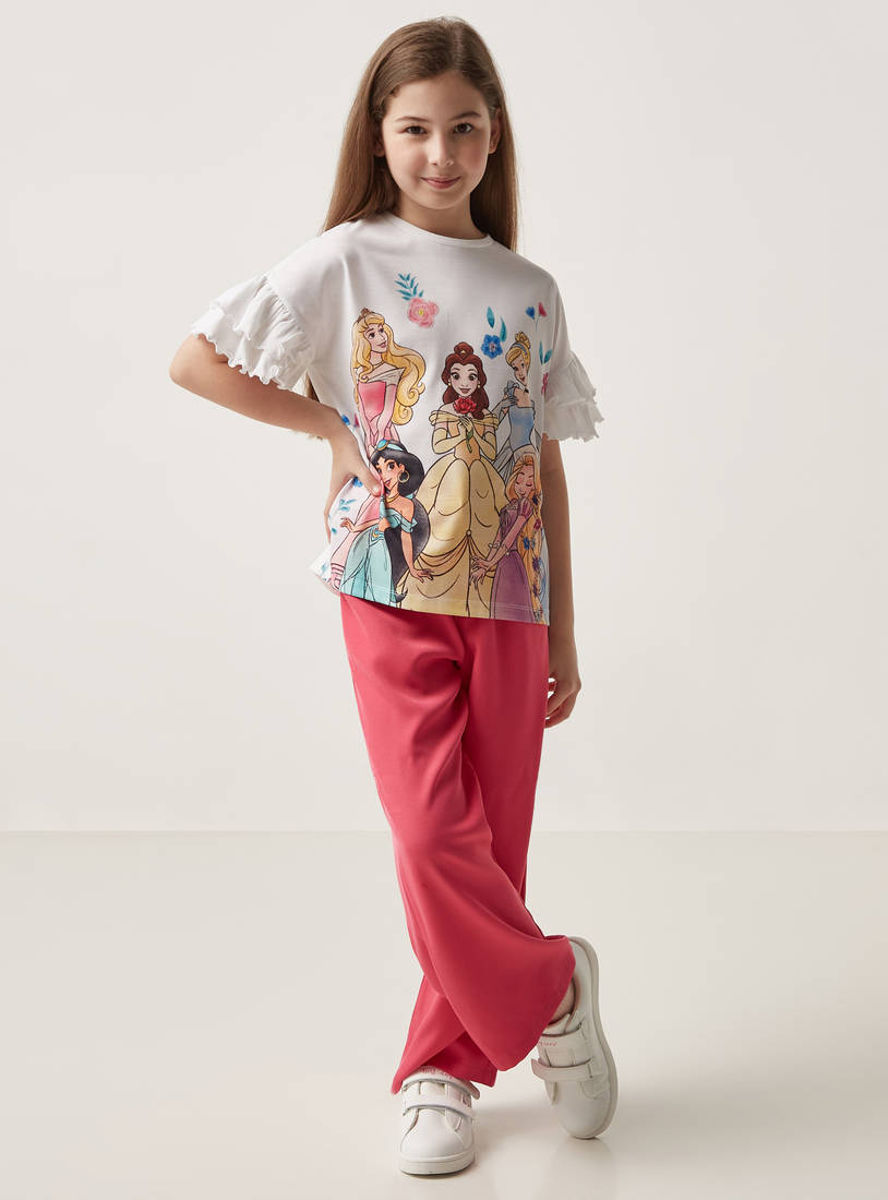 Princess Print T-shirt with Frilled Sleeves-Tops & T-shirts-image-1