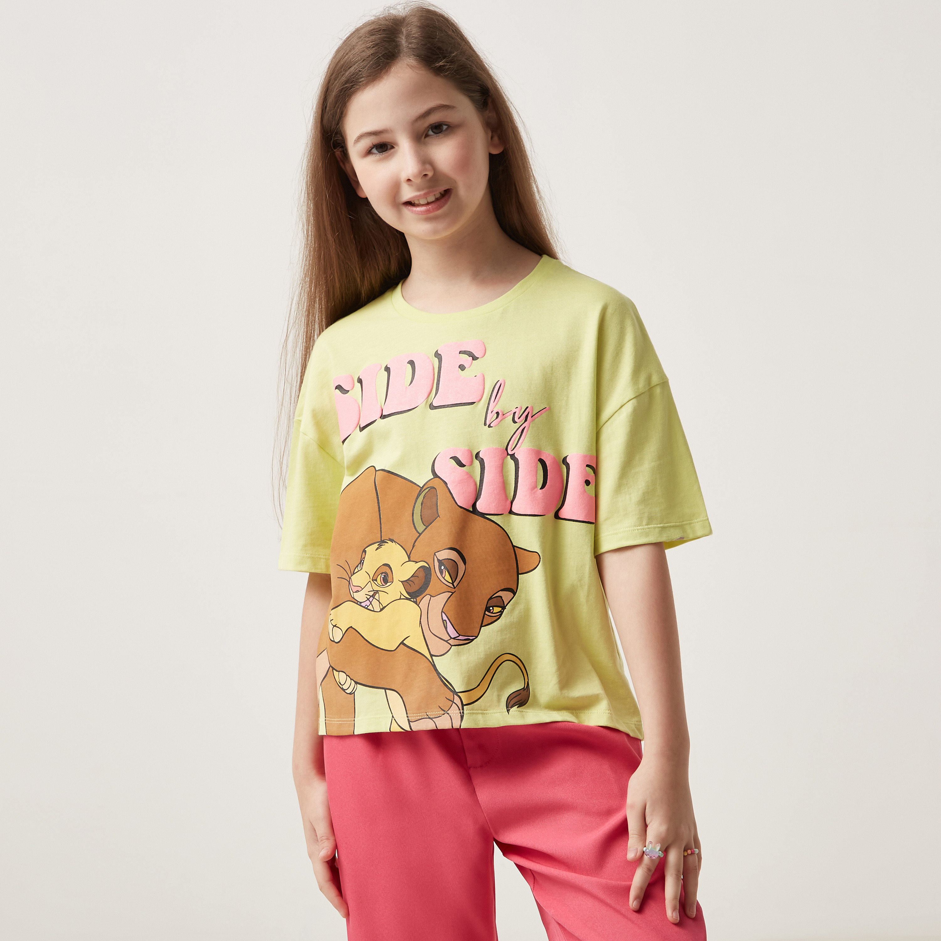 Shop The Lion King Print T shirt with Short Sleeves Online Max