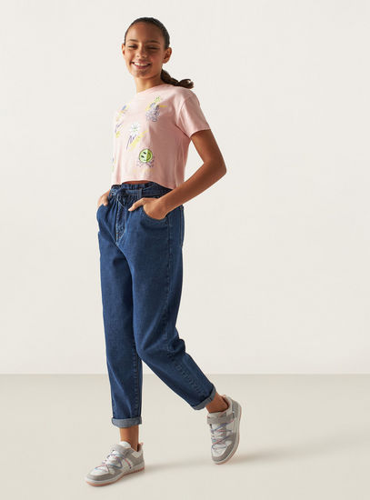 Belted Paperbag Mid-Rise Better Cotton Mom Jeans-Jeans-image-1