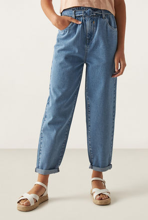 Belted Paperbag Mid-Rise Better Cotton Mom Jeans