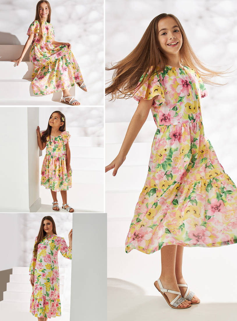All-Over Floral Print Maxi Tiered Dress-Occasion Dresses-image-0