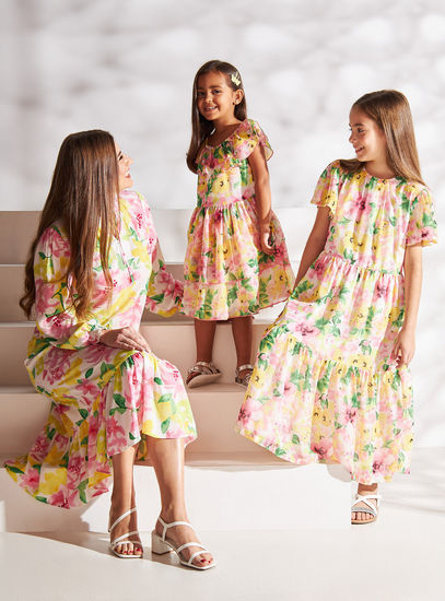 All-Over Floral Print Maxi Tiered Dress-Occasion Dresses-image-1