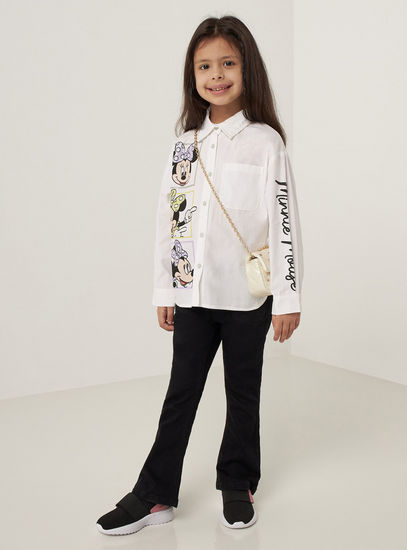 Minnie Mouse Print Long Sleeves Shirt with Chest Pocket and Collar-Shirts & Blouses-image-1