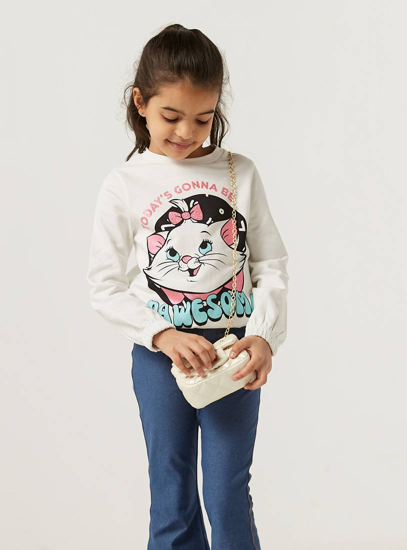 Marie Print Sweatshirt with Round Neck and Long Sleeves-Hoodies & Sweatshirts-image-1