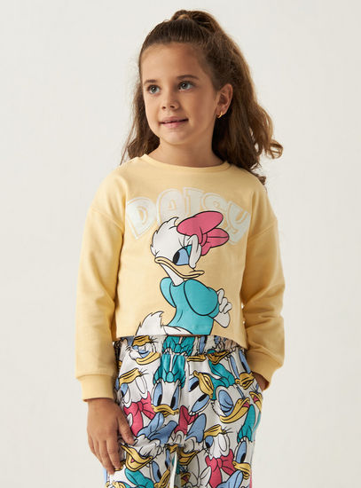 Daisy Duck Print Long Sleeve Sweatshirt and Pant Set