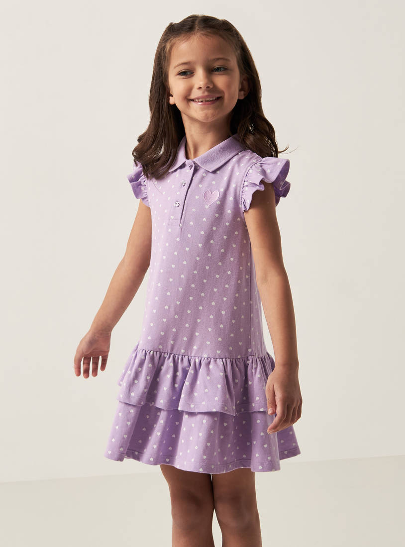 Set of 2 - Assorted Polo Tiered Dress with Ruffles and Cap Sleeves-Casual Dresses-image-1