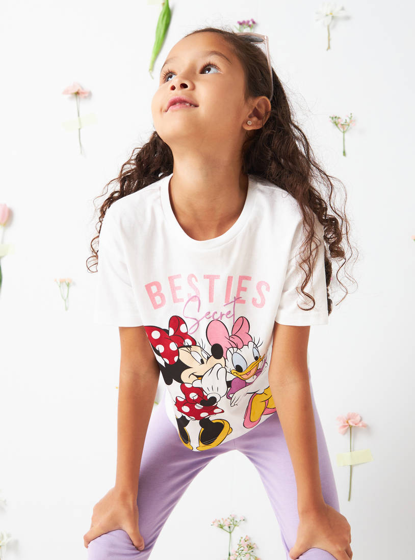 Minnie Mouse and Daisy Duck Glitter Print T-shirt-T-shirts-image-0