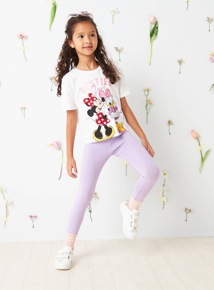 Minnie Mouse and Daisy Duck Glitter Print T-shirt-T-shirts-image-1