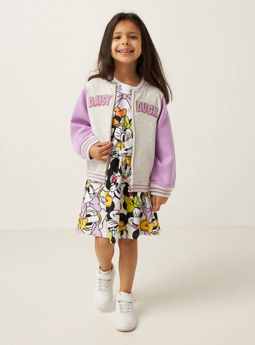 Daisy Duck Print Zip Through Jacket with Long Sleeves and Pockets-Coats & Jackets-image-1