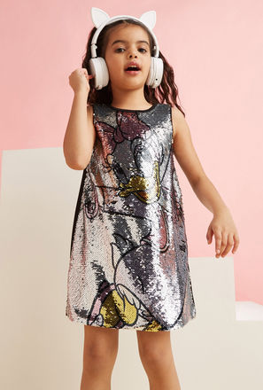 Daisy Duck Sequin Embellished Dress-mxkids-girlstwotoeightyrs-clothing-dresses-occasiondresses-2