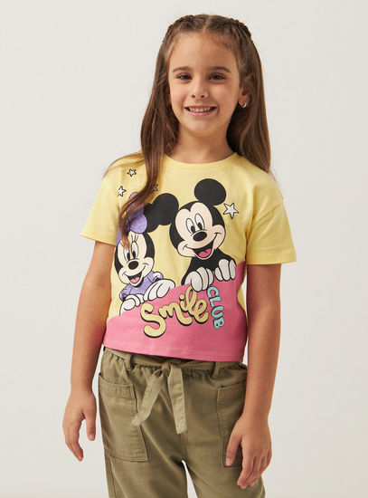 Mickey and Minnie Mouse Graphic Print T-shirt