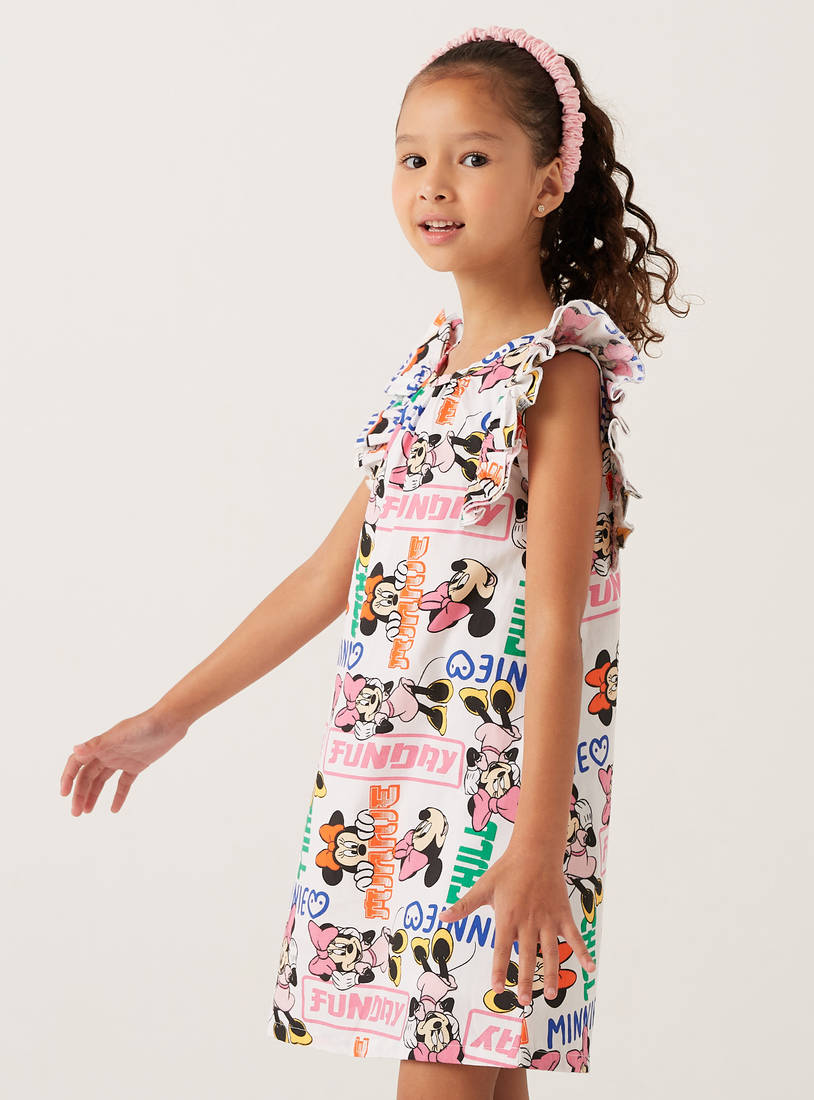 All-Over Minnie Mouse Print Sun Dress with Ruffle Detail-Dresses-image-1