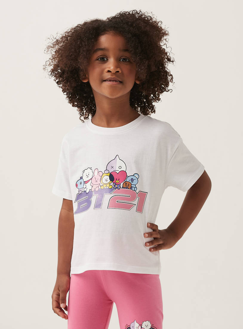 BT21 Print Boxy Fit T-shirt and Short Leggings Set-Sets & Outfits-image-1
