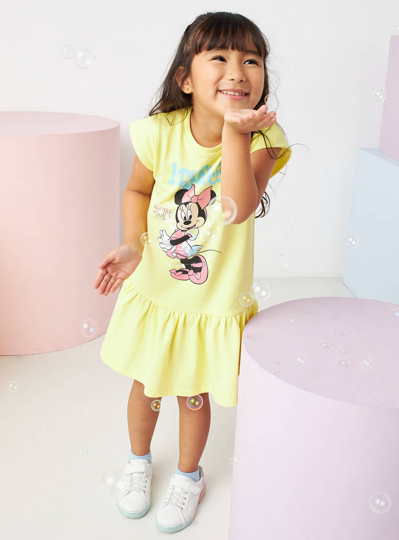 Minnie Mouse Print Dress with Drop Waist-Casual Dresses-image-0