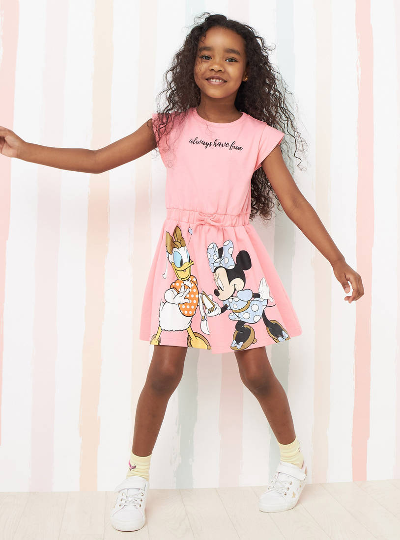 Terry Daisy Duck and Minnie Mouse Print Dress-Casual Dresses-image-1