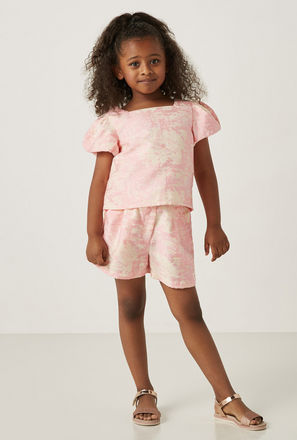 Jacquard Top and Shorts Set-mxkids-girlstwotoeightyrs-clothing-sets-3