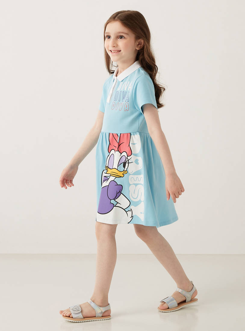 Daisy Duck Print Polo Dress-Casual Dresses-image-0