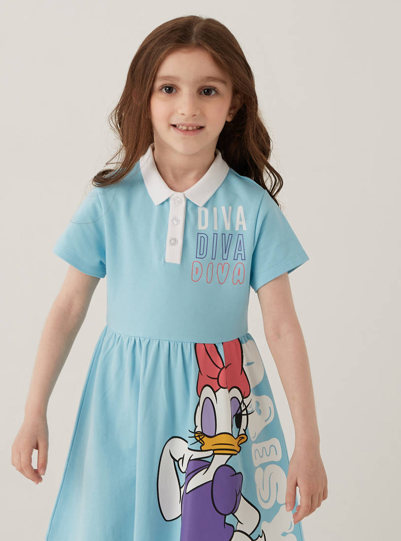 Daisy Duck Print Polo Dress-Casual Dresses-image-1
