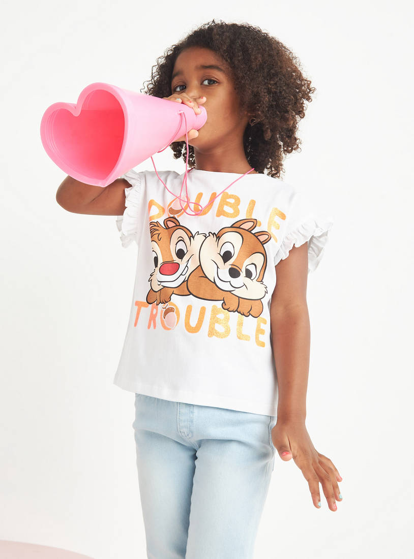 Chip and Dale Print Frill Detail T-shirt-T-shirts-image-0