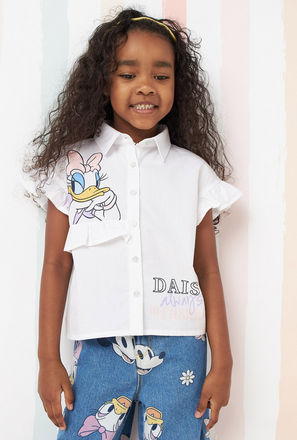 Daisy Duck Print Shirt with Ruffle Detail-mxkids-girlstwotoeightyrs-clothing-tops-shirtsandblouses-3