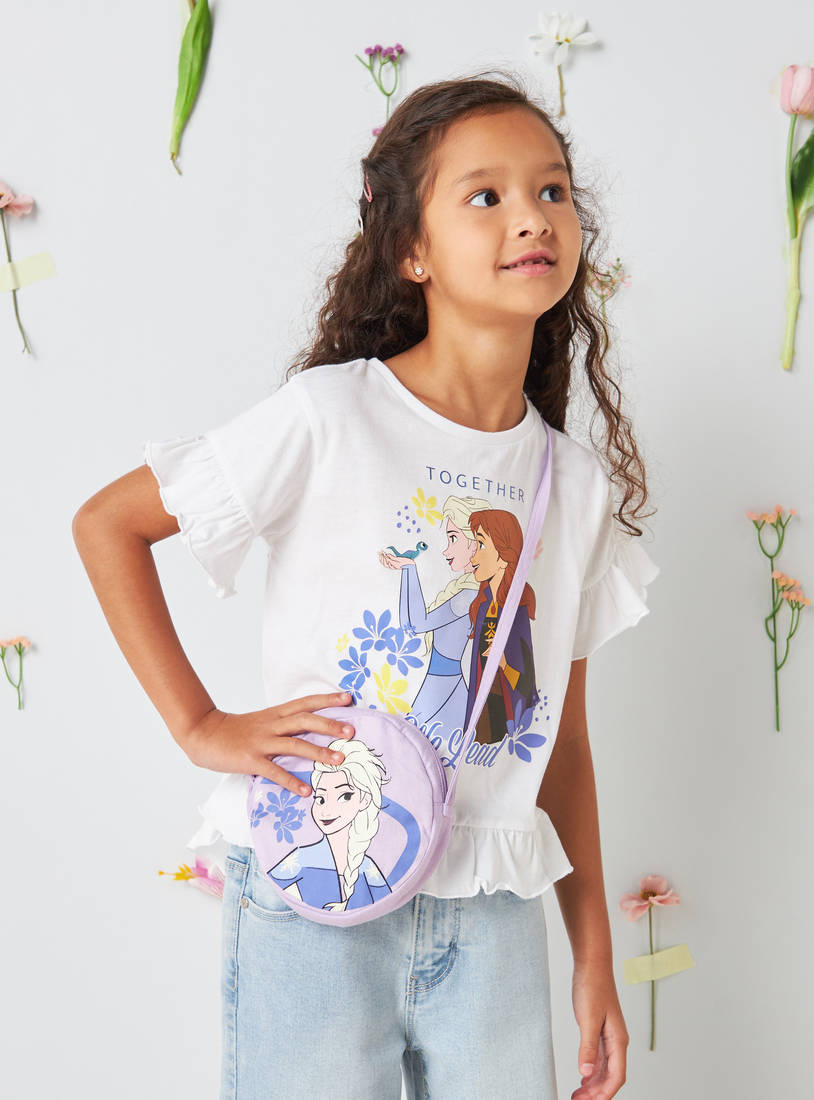 Frozen Print T-shirt with Frill Detail-Tops & T-shirts-image-0