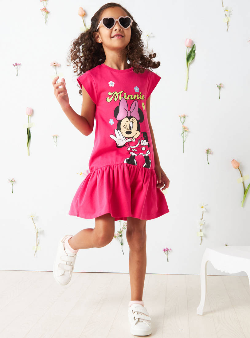 Minnie Mouse Print Drop Waist Dress-Occasion Dresses-image-0