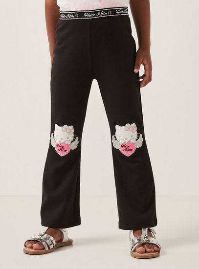 Hello Kitty Applique Flared Pants-Trousers-image-0