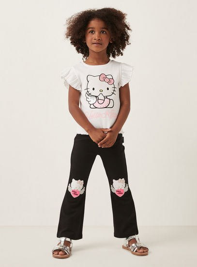 Hello Kitty Applique Flared Pants-Trousers-image-1