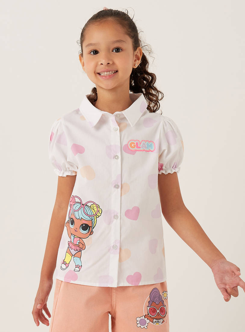 L.O.L. Surprise! Print Shirt with Puff Sleeves-Shirts & Blouses-image-0
