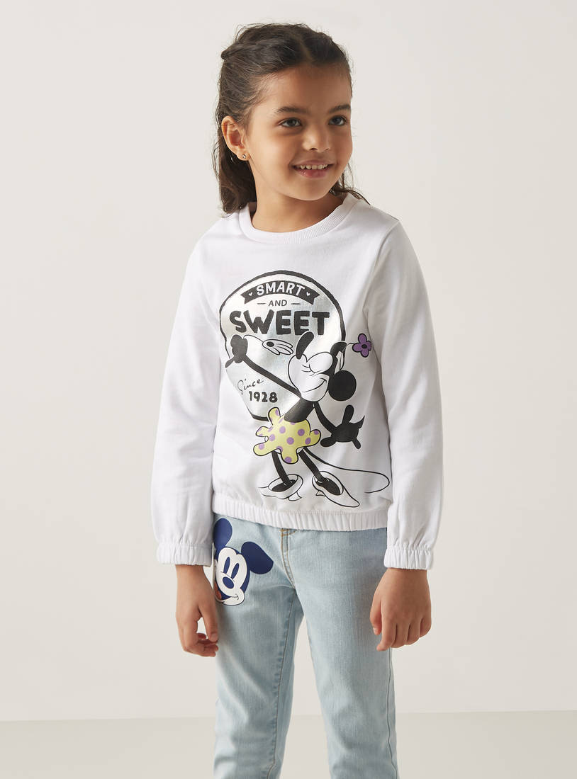 Minnie Mouse Print Sweatshirt with Crew Neck and Long Sleeves-Hoodies & Sweatshirts-image-0