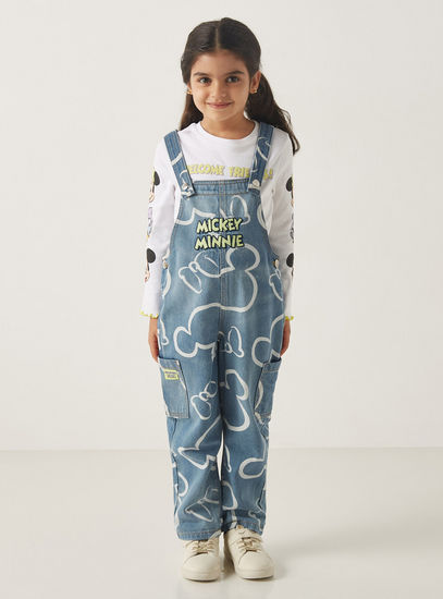 Minnie Mouse Print Dungarees-Bottoms-image-0