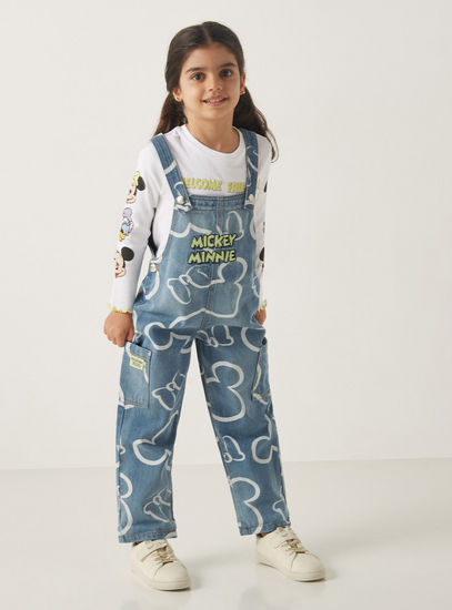 Minnie Mouse Print Dungarees-Bottoms-image-1