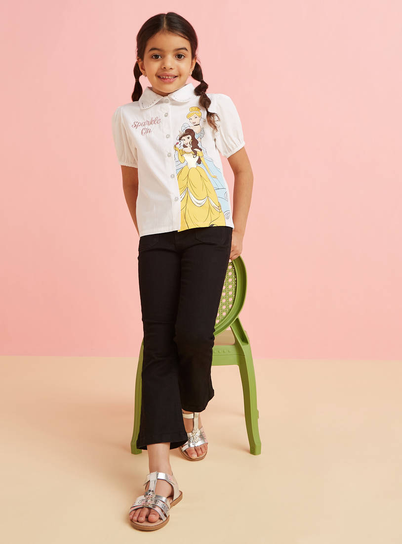 Disney Princess Print Shirt with Puff Sleeves-Shirts & Blouses-image-1