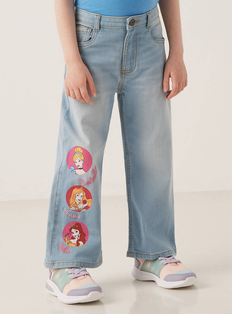 Princess Print Wide Leg Jeans-Jeans-image-0