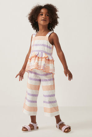 Striped Dobby Top and Culotte Set-mxkids-girlstwotoeightyrs-clothing-sets-2