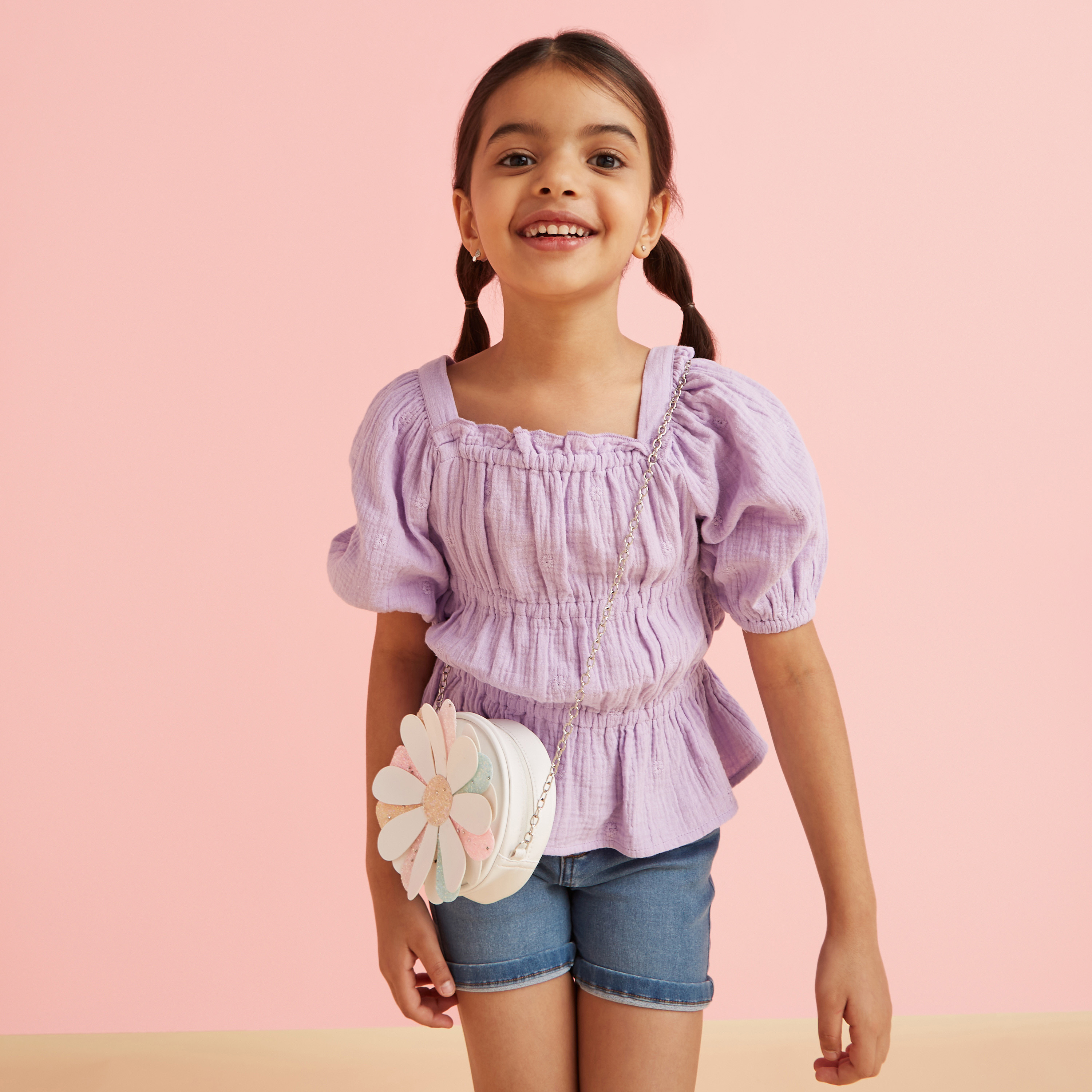 Girls clearance smocked top