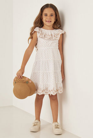 Embroidered Knee Length Tiered Dress-mxkids-girlstwotoeightyrs-clothing-dresses-occasiondresses-2