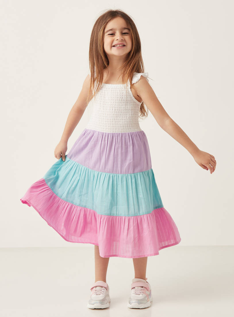 Colourblock Tiered Midi Dress-Casual Dresses-image-0
