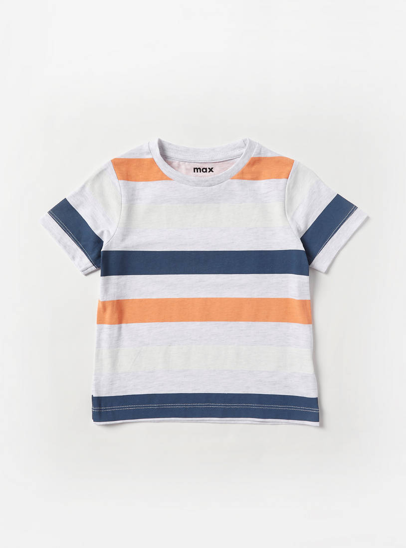 Striped T-shirt with Crew Neck and Short Sleeves-T-shirts-image-0